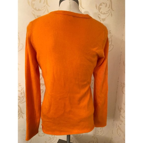 J.Crew 100% Cashmere Orange Beaded Eagle Sweater Ladies Medium - Picture 4 of 4